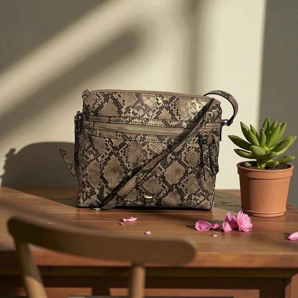 Kate laundry snake print womens crossbody bag with adjustable strap